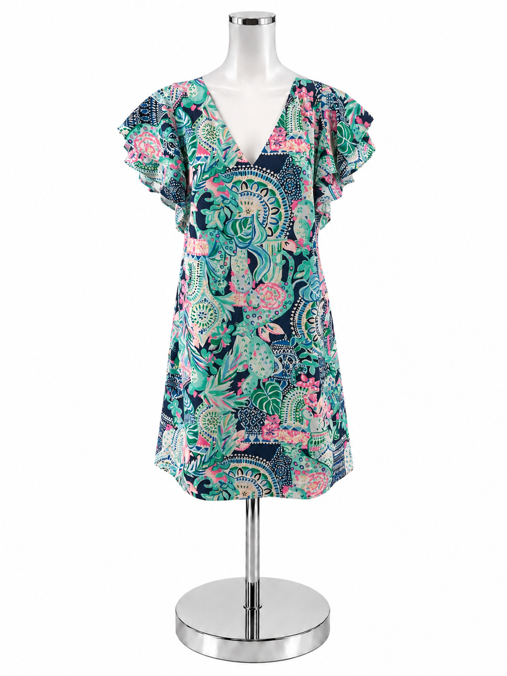 Lilly Pulitzer Kippa Ruffle Sleeve Shift Dress Bennet Blue Seen & Herd Size 8